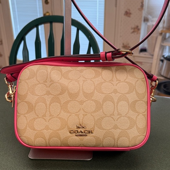 Coach Handbags - Coach Beige and Pink Crossbody Bag